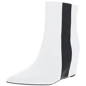 Calvin Klein White Ankle Boots with Black Side Stripe